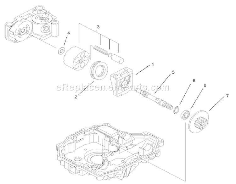 Motor Shaft Assembly Diagram and Parts List for 74590 210000001-210999999 - 2001 Toro Lawn Tractor