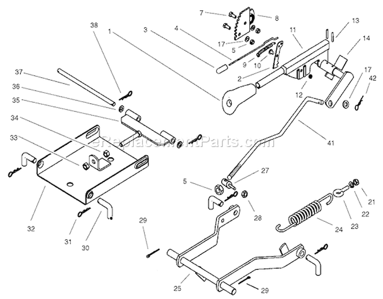 Operation (Mower Lift) Assembly Diagram and Parts List for 74590 210000001-210999999 - 2001 Toro Lawn Tractor
