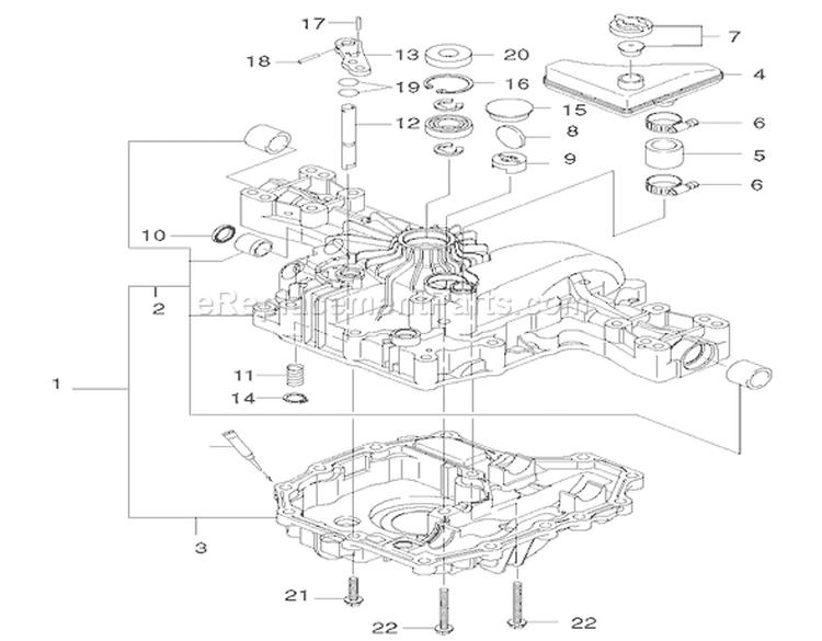 Transaxle Case Assembly Diagram and Parts List for 74590 210000001-210999999 - 2001 Toro Lawn Tractor