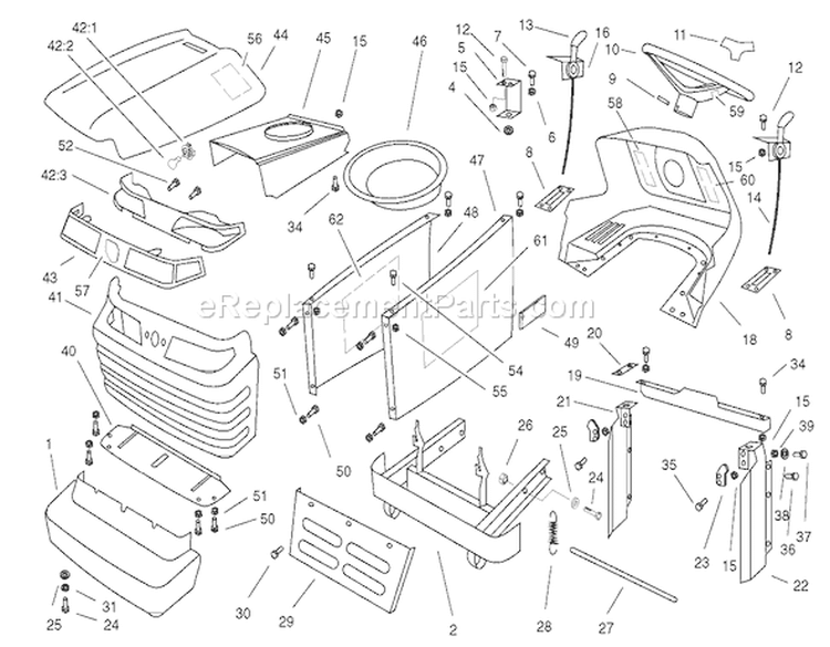 Page D Diagram and Parts List for 74590 210000001-210999999 - 2001 Toro Lawn Tractor