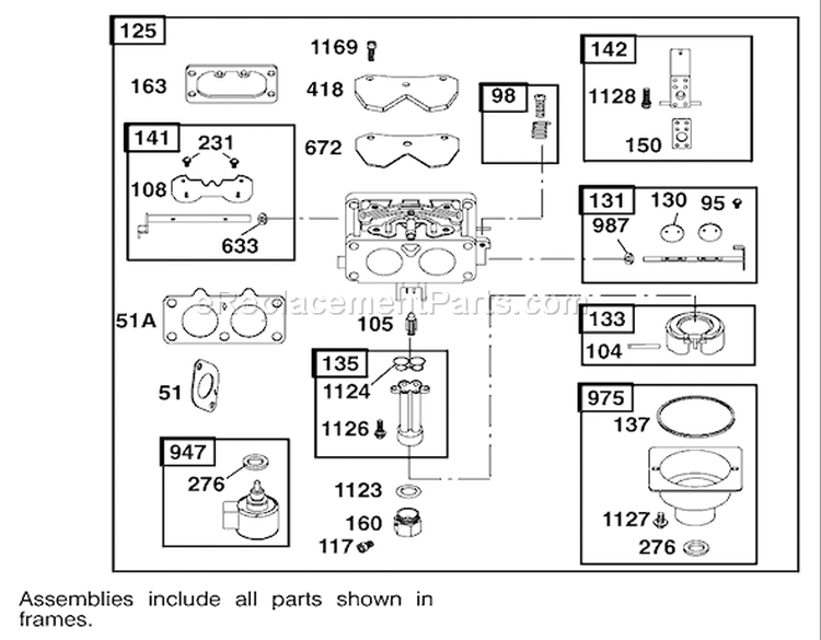 Carburetor Assembly Engine Diagram and Parts List for 74590 210000001-210999999 - 2001 Toro Lawn Tractor