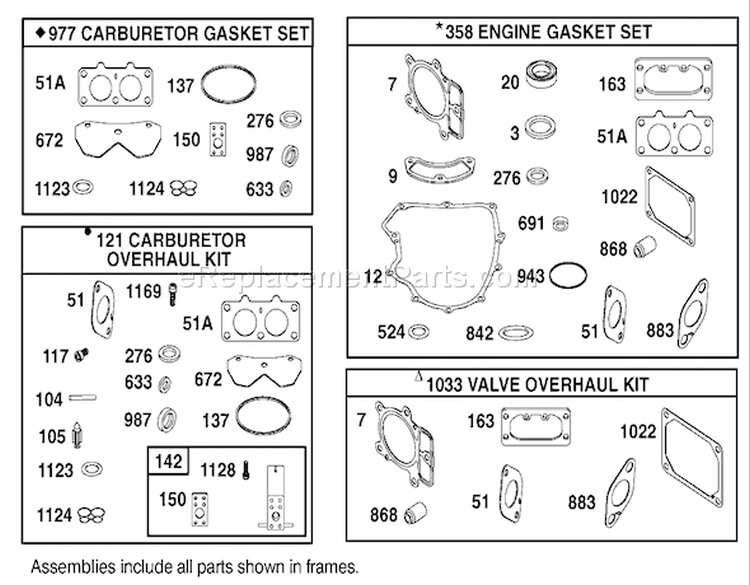 Carburetor Overhaul Kit Assembly Engine Diagram and Parts List for 74590 210000001-210999999 - 2001 Toro Lawn Tractor