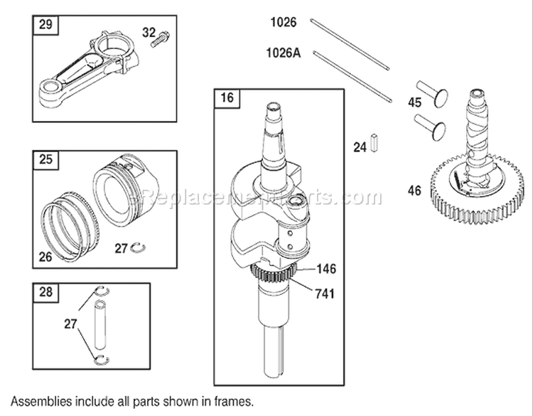 Crankshaft Assembly Engine Diagram and Parts List for 74590 220000001-220999999 - 2002 Toro Lawn Tractor