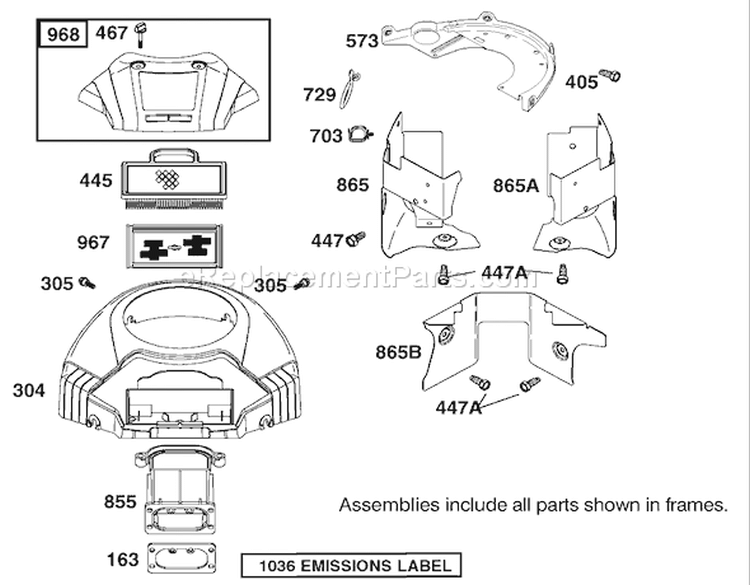 Blower Housing Assembly Engine Diagram and Parts List for 74590 220000001-220999999 - 2002 Toro Lawn Tractor