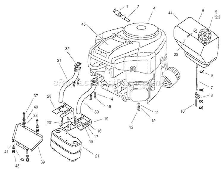 Engine Assembly Diagram and Parts List for 74590 220000001-220999999 - 2002 Toro Lawn Tractor