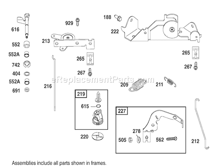 Governor Assembly Engine Diagram and Parts List for 74590 220000001-220999999 - 2002 Toro Lawn Tractor