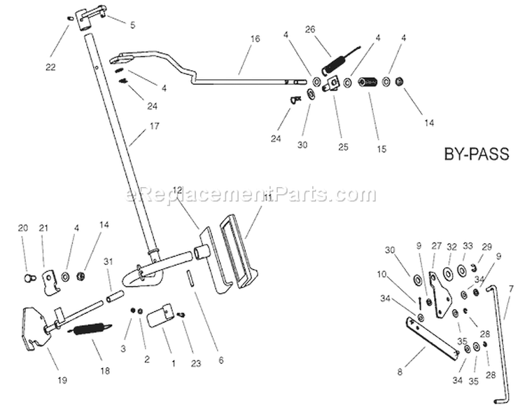 Operation Brake By-Pass Assembly Diagram and Parts List for 74590 220000001-220999999 - 2002 Toro Lawn Tractor