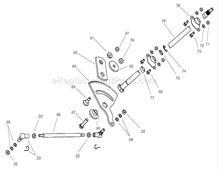 Steering Assembly Diagram and Parts List for 74590 220000001-220999999 - 2002 Toro Lawn Tractor