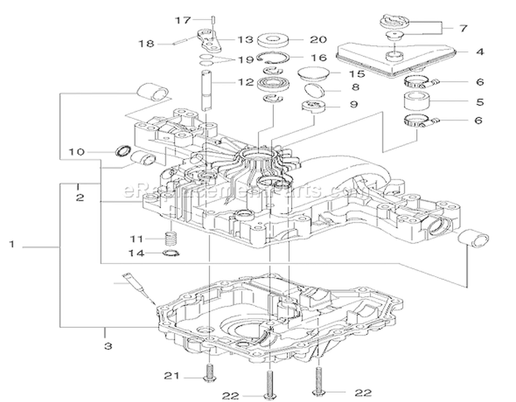 Transaxle Case Assembly Diagram and Parts List for 74590 220000001-220999999 - 2002 Toro Lawn Tractor