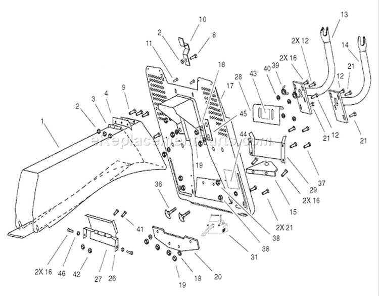 Chute-Collector Assembly Diagram and Parts List for 74590 220000001-220999999 - 2002 Toro Lawn Tractor