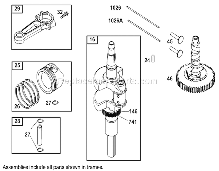 Crankshaft Assembly Engine Diagram and Parts List for 74590 230000001-230999999 - 2003 Toro Lawn Tractor