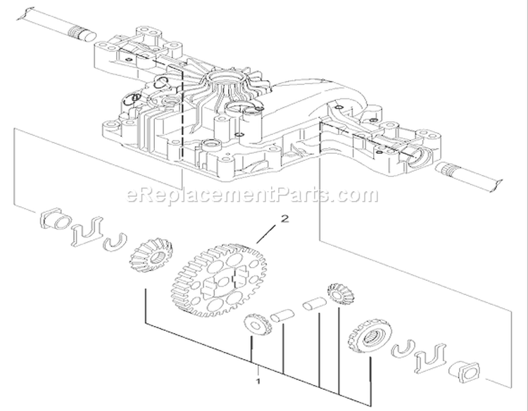 Differential Gear Assembly Diagram and Parts List for 74590 230000001-230999999 - 2003 Toro Lawn Tractor