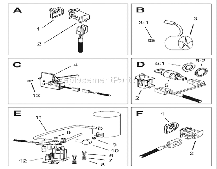 Electrical Switch Assembly Diagram and Parts List for 74590 230000001-230999999 - 2003 Toro Lawn Tractor