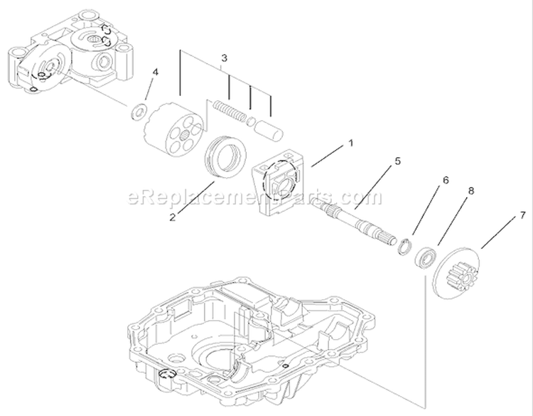 Motor Shaft Assembly Diagram and Parts List for 74590 230000001-230999999 - 2003 Toro Lawn Tractor