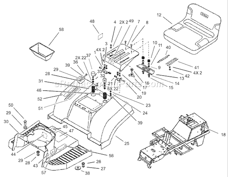 Body Assembly Diagram and Parts List for 74590 230000001-230999999 - 2003 Toro Lawn Tractor