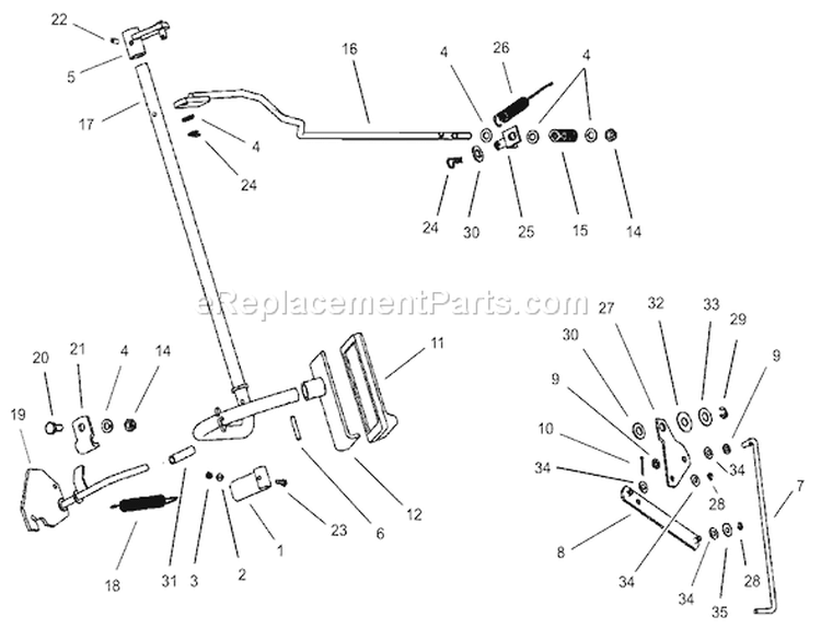 Operation Brake/By-Pass Assembly Diagram and Parts List for 74590 230000001-230999999 - 2003 Toro Lawn Tractor