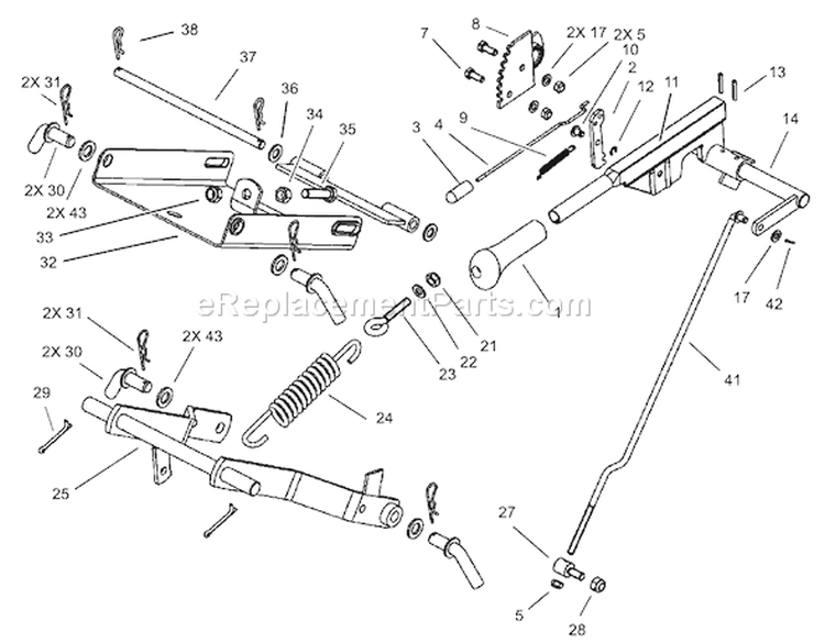 Operation Mower Lift Assembly Diagram and Parts List for 74590 230000001-230999999 - 2003 Toro Lawn Tractor