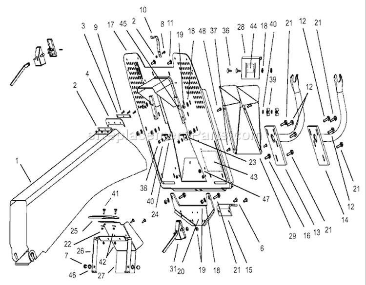 Chute Collector Assembly Diagram and Parts List for 74590 230000001-230999999 - 2003 Toro Lawn Tractor