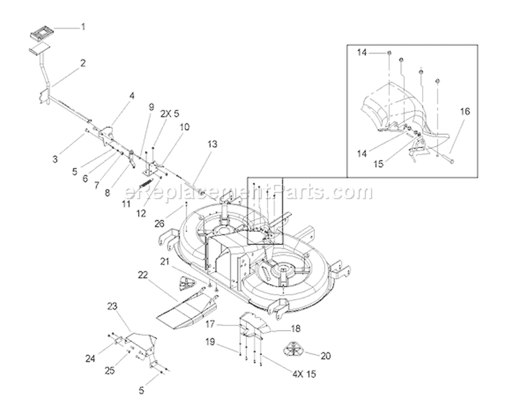 Cutting Pan, Bag on Demand Assembly Diagram and Parts List for 74590 240000001-240999999 - 2004 Toro Lawn Tractor