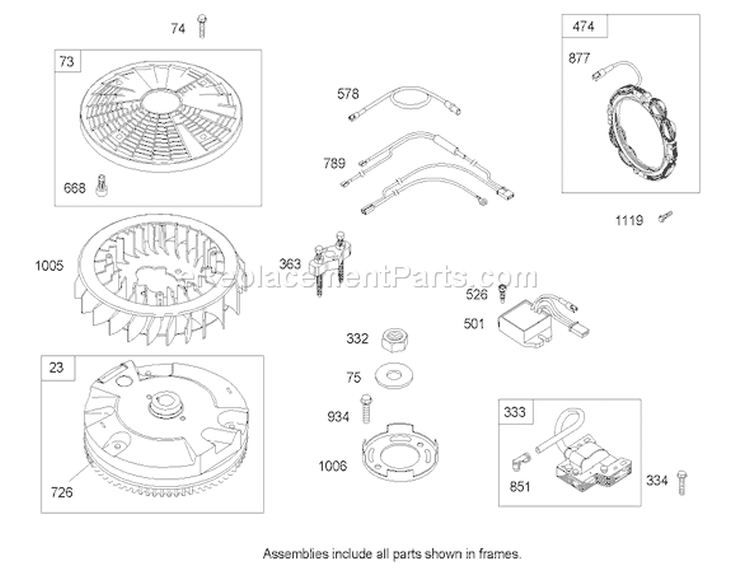 Flywheel Assembly Diagram and Parts List for 74590 240000001-240999999 - 2004 Toro Lawn Tractor