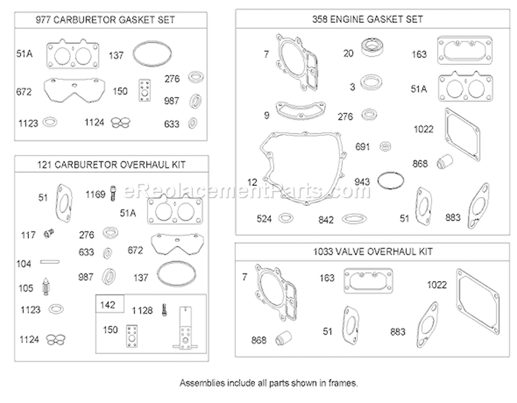 Gasket Kit Assembly Diagram and Parts List for 74590 240000001-240999999 - 2004 Toro Lawn Tractor