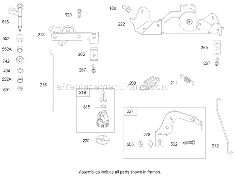 Governor Assembly Diagram and Parts List for 74590 240000001-240999999 - 2004 Toro Lawn Tractor