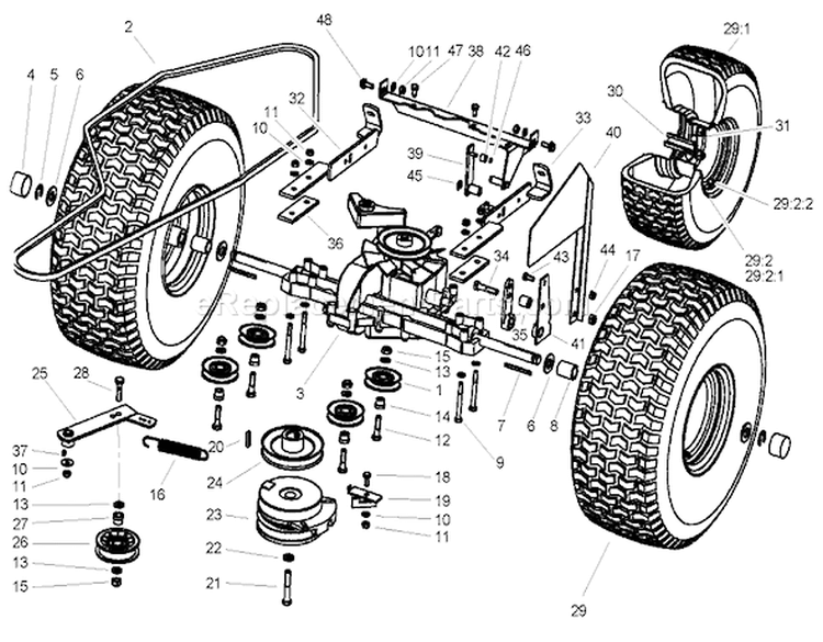 Transmission Drive Assembly Diagram and Parts List for 74590 240000001-240999999 - 2004 Toro Lawn Tractor