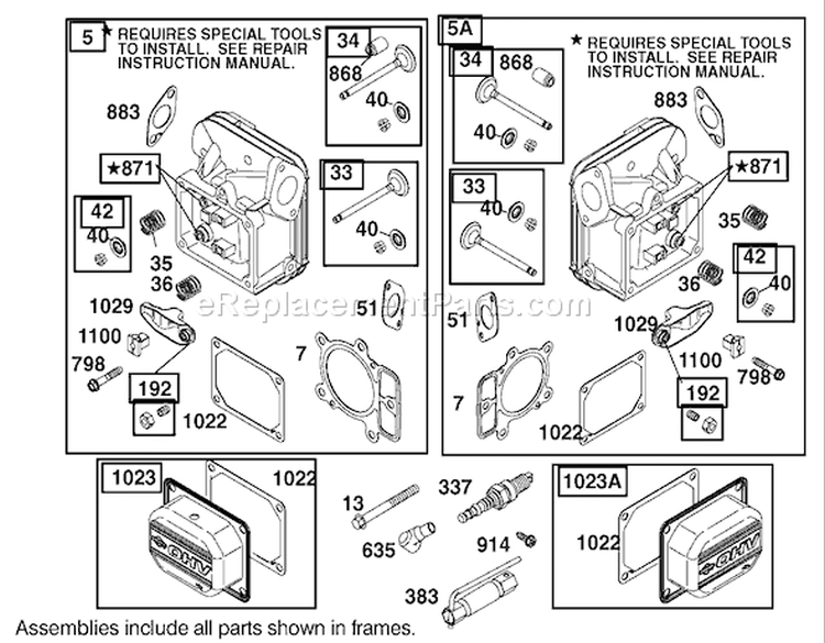 Cylinder Head Assembly Diagram and Parts List for 74590 250000001-250999999 - 2005 Toro Lawn Tractor