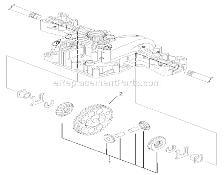 Differential Gear Assembly Transmission Assembly Diagram and Parts List for 74590 250000001-250999999 - 2005 Toro Lawn Tractor