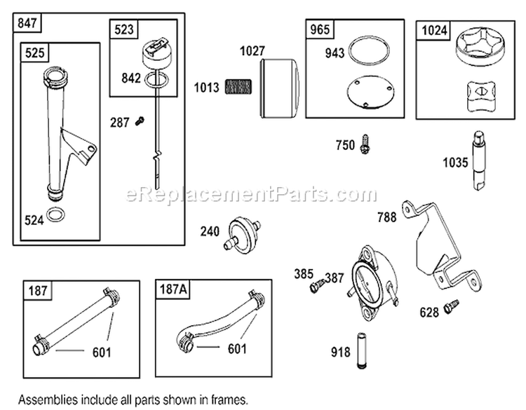 Oil Filter, Tube, and Pump Assembly Diagram and Parts List for 74590 250000001-250999999 - 2005 Toro Lawn Tractor