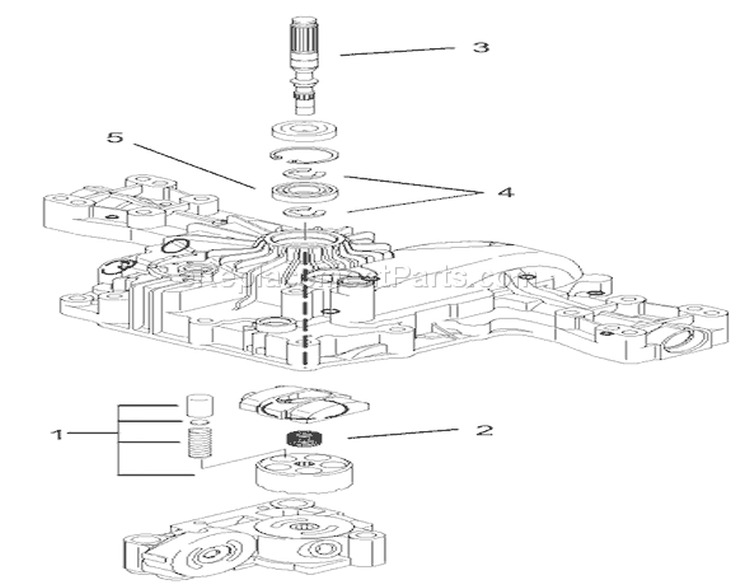 Pump Shaft Assembly Transmission Assembly Diagram and Parts List for 74590 250000001-250999999 - 2005 Toro Lawn Tractor