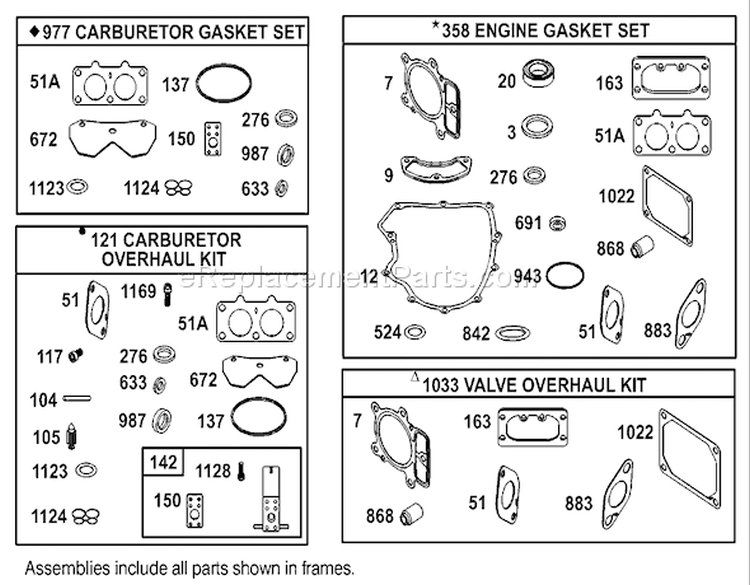 Carburetor Overhaul Kit Assembly Diagram and Parts List for 74590 250000001-250999999 - 2005 Toro Lawn Tractor