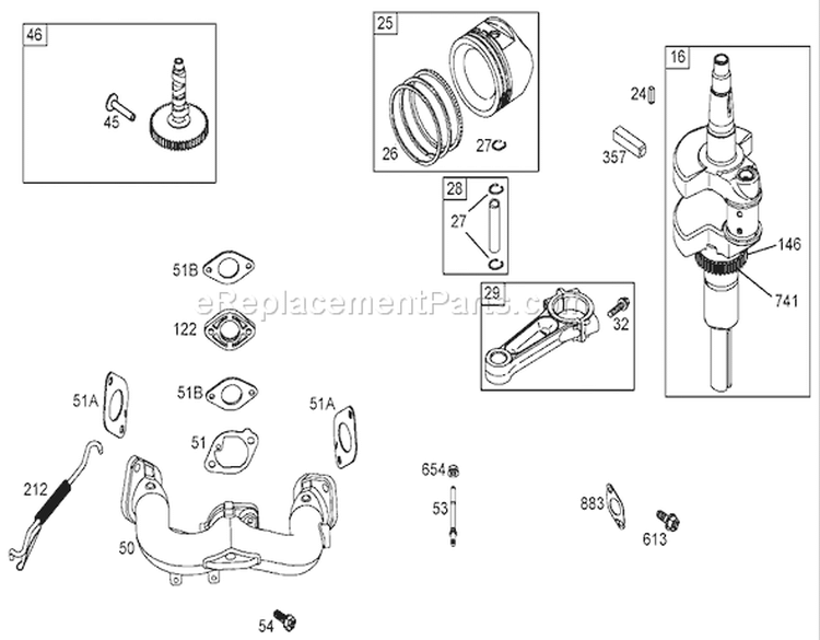 Crankshaft Assembly Diagram and Parts List for 74591 260000001-260999999 - 2006 Toro Lawn Tractor