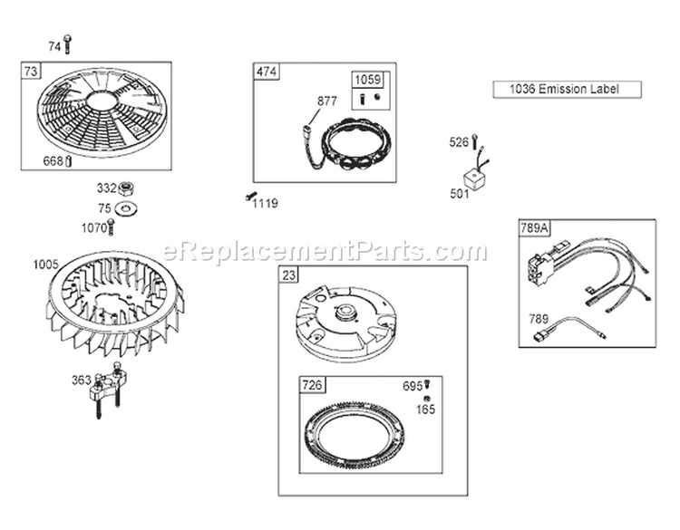Flywheel Assembly Diagram and Parts List for 74591 260000001-260999999 - 2006 Toro Lawn Tractor