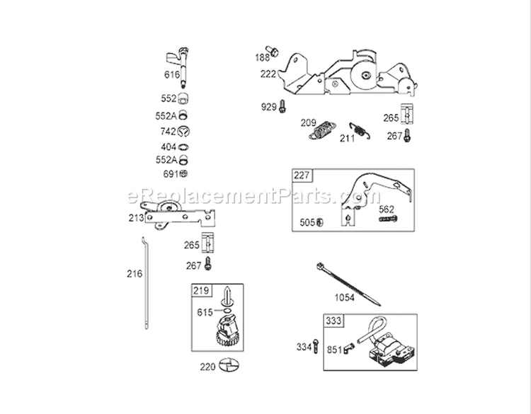 Governor Assembly Diagram and Parts List for 74591 260000001-260999999 - 2006 Toro Lawn Tractor
