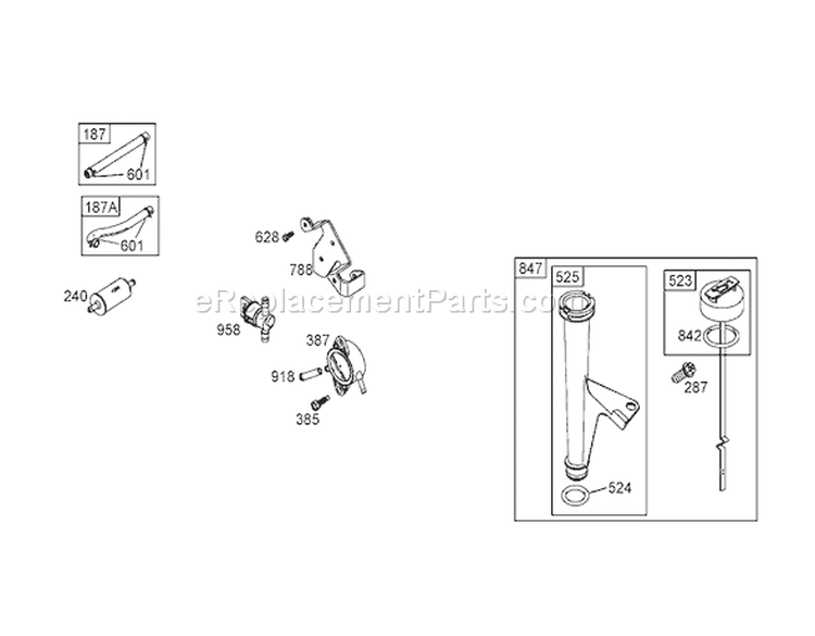 Oil Filter, Tube and Pump Assembly Diagram and Parts List for 74591 260000001-260999999 - 2006 Toro Lawn Tractor