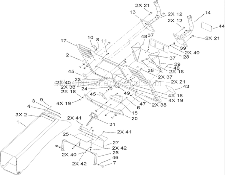 Tunnel Assembly Diagram and Parts List for 74592 270000001-270000651 - 2007 Toro Lawn Tractor