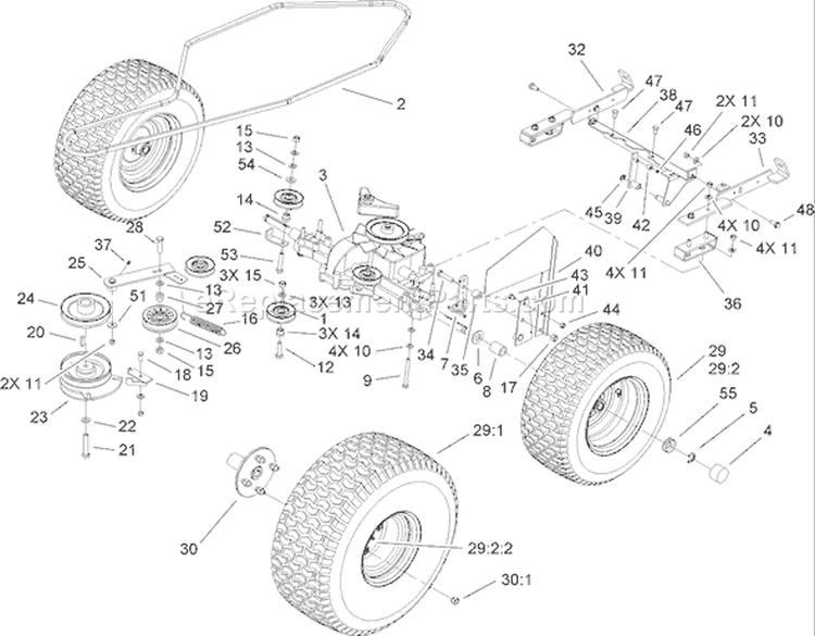 Transmission Assembly Diagram and Parts List for 74592 270000652-270999999 - 2007 Toro Lawn Tractor