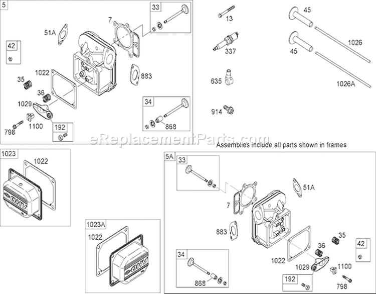 Cylinder Head Assembly Diagram and Parts List for 74592 270000652-270999999 - 2007 Toro Lawn Tractor