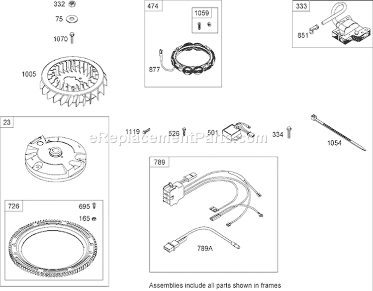 Flywheel Assembly Diagram and Parts List for 74592 270000652-270999999 - 2007 Toro Lawn Tractor