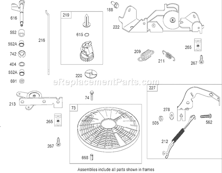 Governor Assembly Diagram and Parts List for 74592 270000652-270999999 - 2007 Toro Lawn Tractor