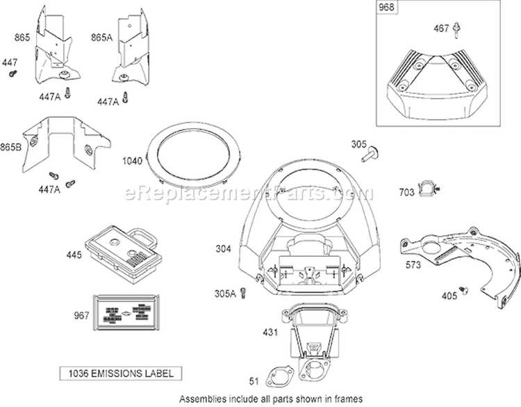 Blower Housing Assembly Diagram and Parts List for 74592 270000652-270999999 - 2007 Toro Lawn Tractor
