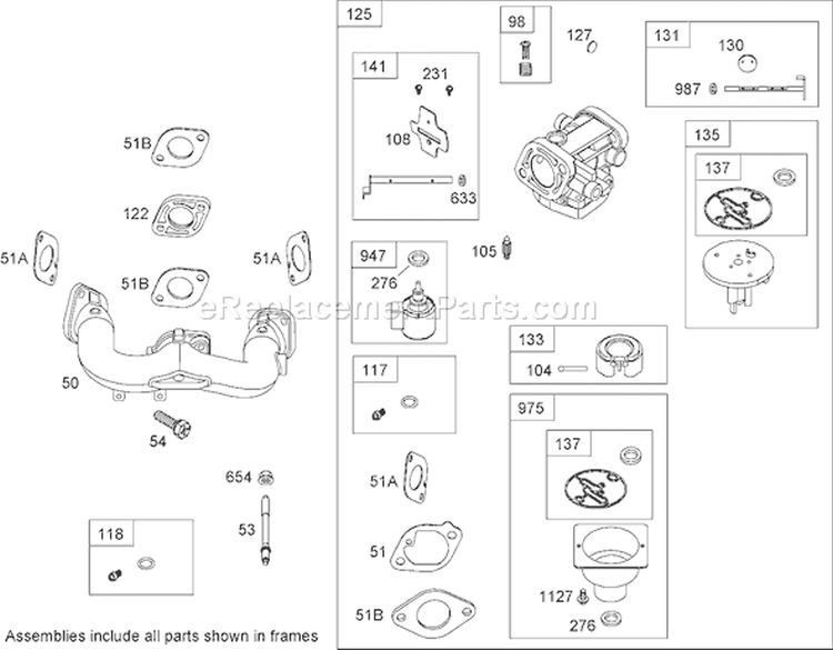 Carburetor Assembly Diagram and Parts List for 74592 270000652-270999999 - 2007 Toro Lawn Tractor
