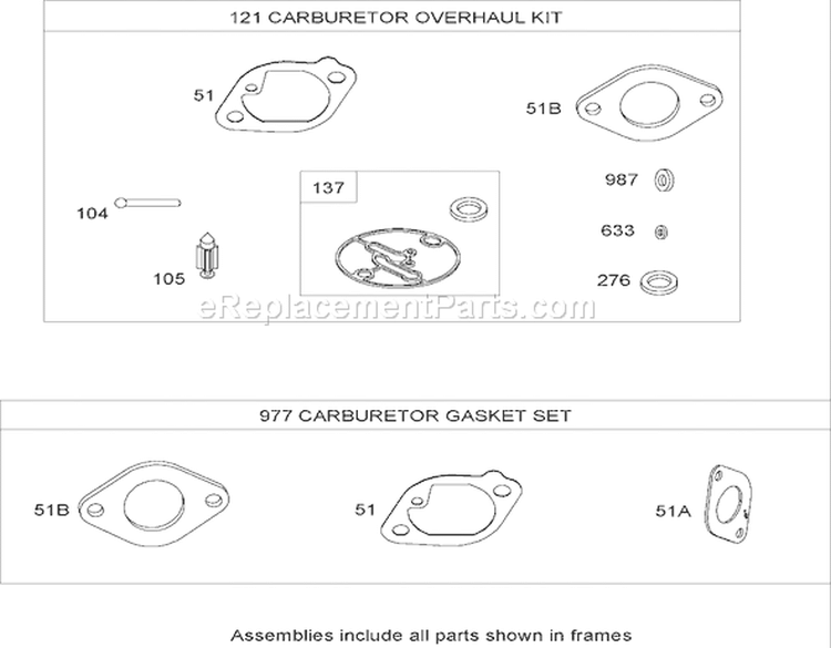 Carburetor Overhaul Kit Diagram and Parts List for 74592 270000652-270999999 - 2007 Toro Lawn Tractor