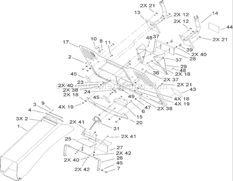 Tunnel Assembly Diagram and Parts List for 74592 270000652-270999999 - 2007 Toro Lawn Tractor
