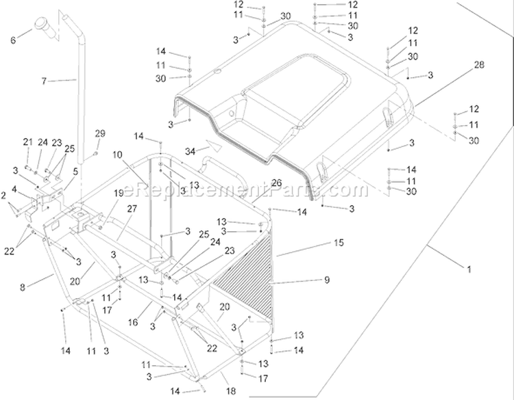 Grass Collector Assembly Diagram and Parts List for 74573 280000001-280999999 - 2008 Toro Lawn Tractor