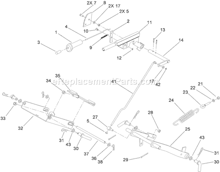 Mower Lift Assembly Diagram and Parts List for 74573 290000481-290999999 - 2009 Toro Lawn Tractor