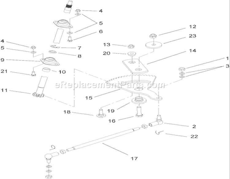 Steering Assembly Diagram and Parts List for 74573 280000001-280999999 - 2008 Toro Lawn Tractor