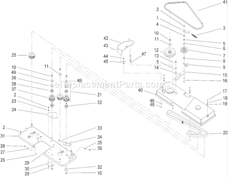 Cutting Pan and Drive System Assembly Diagram and Parts List for 74573 280000001-280999999 - 2008 Toro Lawn Tractor