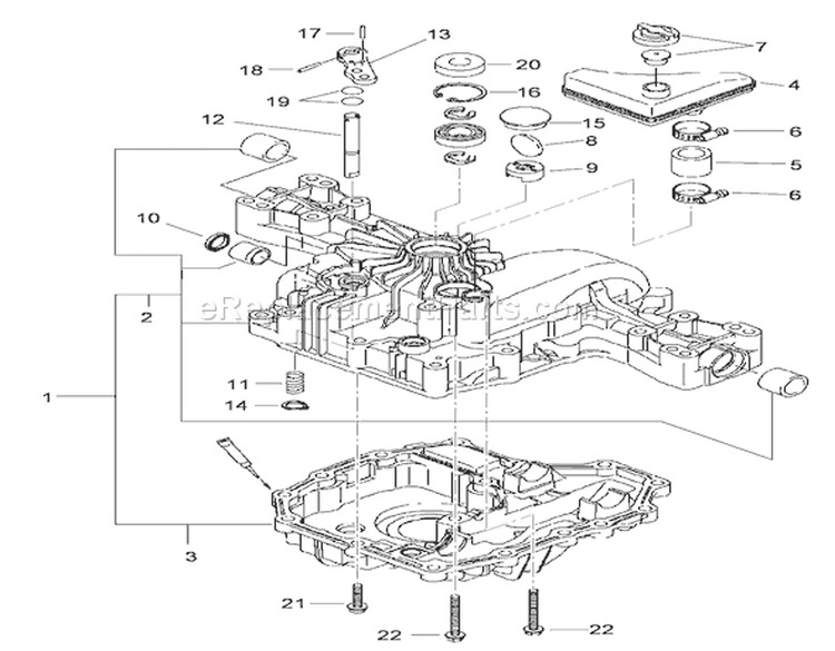 Transaxle Case Assembly Transmission Assembly Diagram and Parts List for 74573 310000001-310999999 - 2010 Toro Lawn Mower